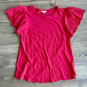 Maurices Vibrant Red Eyelet Sleeve Tee